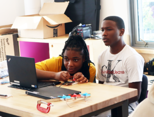 students testing connections