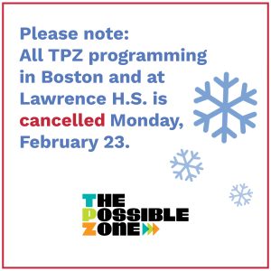snow flake image with snow closing announcement