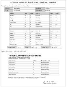 Example of an expanded HS transcript (fictional)