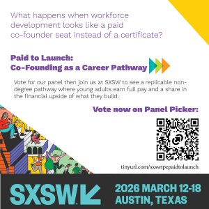 SXSW presentation flyer with title and link to page