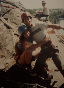 two college age people on a mountain hike